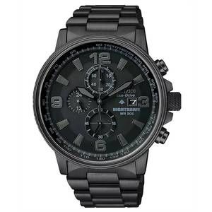 NEW CITIZEN men's chronograph eco-drive watch in black ion